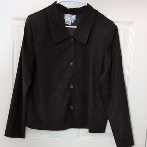 Elegant Vintage Women's Dark Brown Shacket/Shirt Size 10. Feels Like Suede.